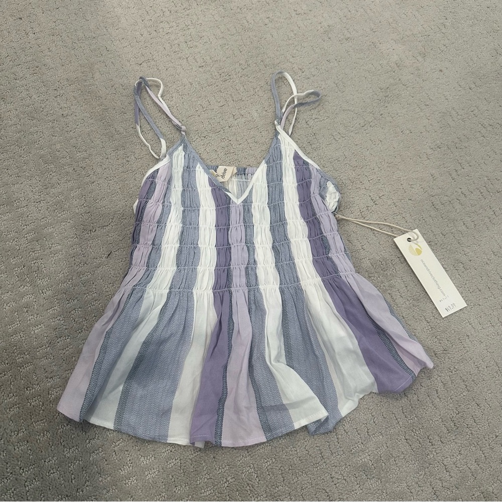 Ocean drive Striped Purple and White Top